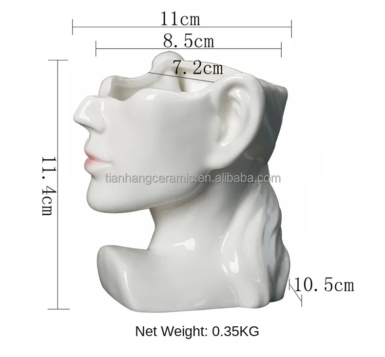 Modern Creative head ceramic black white face home decoration flower arrangement vase.jpg