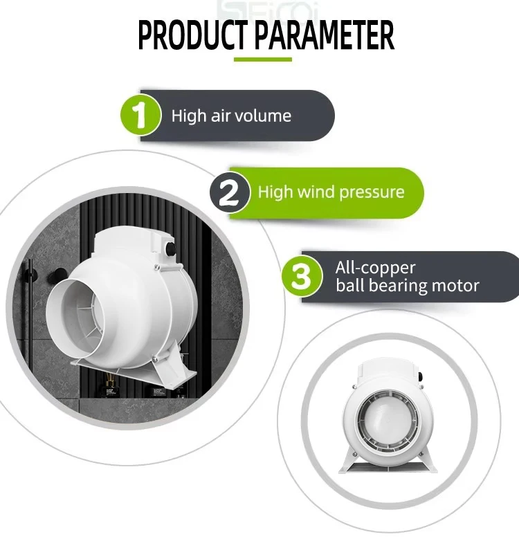 Inline Duct Air Extractor, ABS, 230 V, High speed 234m3 - detail 4