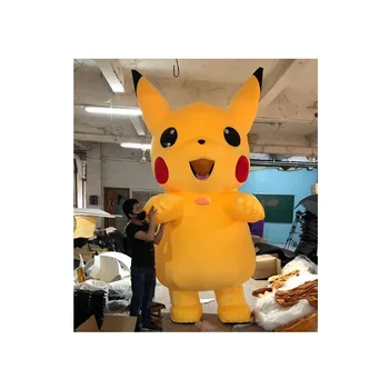 Cute Pikachu Mascot Cartoon Doll High Quality Cosplay Inflatable Pokemon Pikachu Cartoon Mascot Costume For Adult