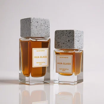 50ml Manufacturer Square Perfume Bottle Fragrance Glass Perfume Bottle 50ml 100ml 30ml Concrete Perfume Bottle Cap