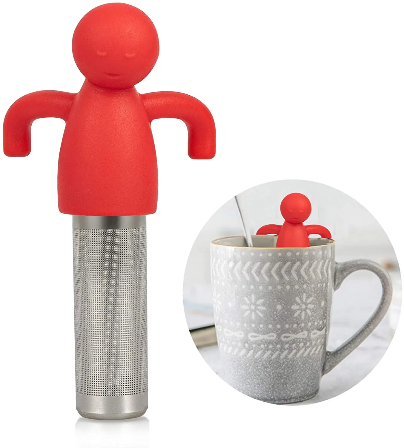 Fine Mesh Tea Ball  Infuser Cute  Stainless Steel Tea Strainer Steeper with Silicone Lid for Mug