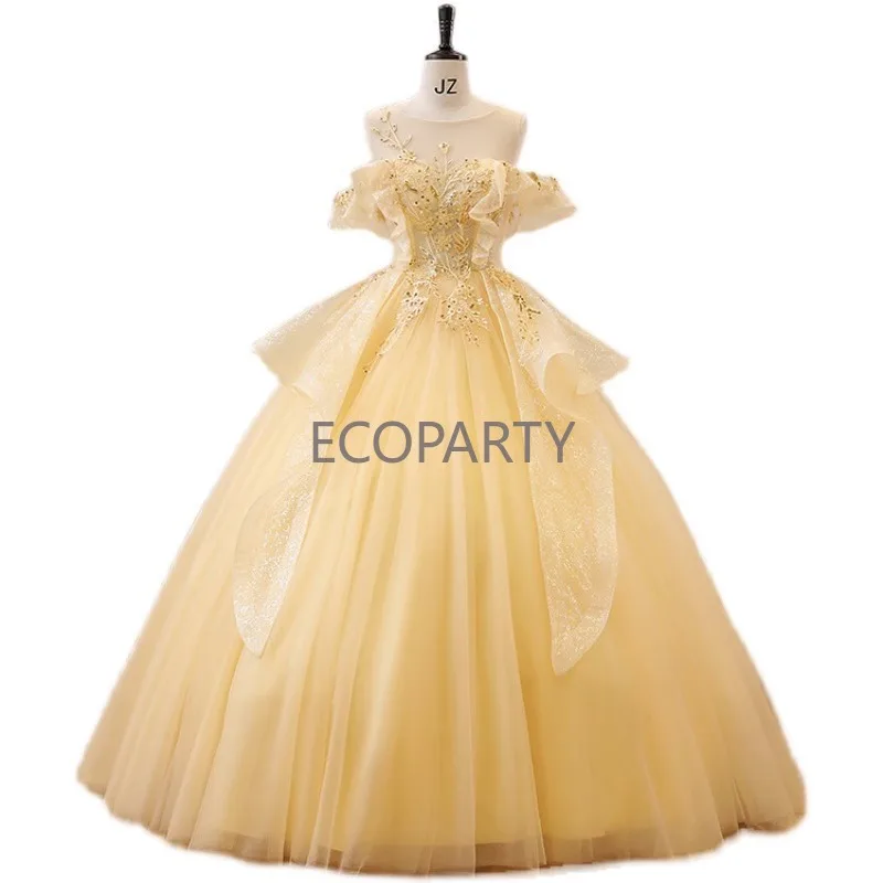 green emerald velvet dress Vintage Gold Embroidery Quinceanera Dresses with Removable Sleeves FD1 –  Viniodress main image 1
