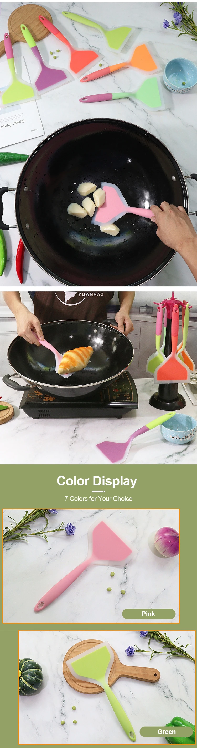 High Temperature Resistant Tamagoyaki Silicone Spatula Dedicated Spatula Flat Bottom Spatula For