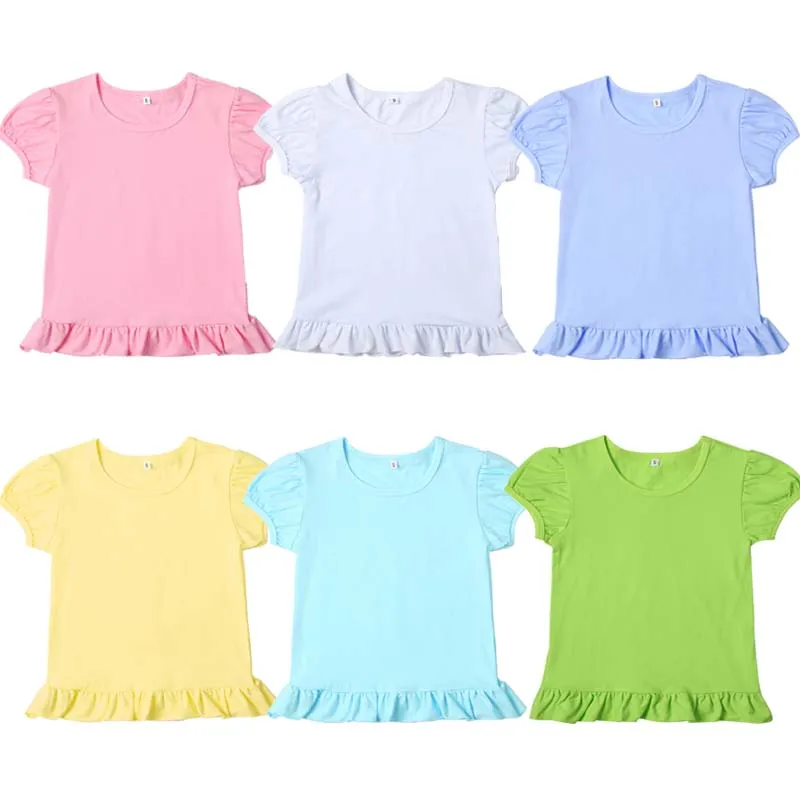 Custom Girls Blank Shirts Summer Heavyweight Tshirt Puff Sleeves White 100 Cotton T Shirt