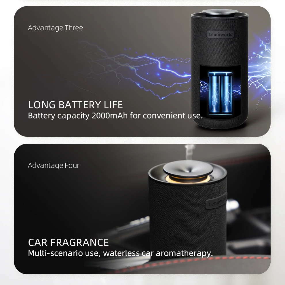 2024 Ama-zon Hot Sell White LED Light Eco Friendly 2000 MAh USB Timer Fragrance Oil Air Humidifier Air Freshener Car Diffuser