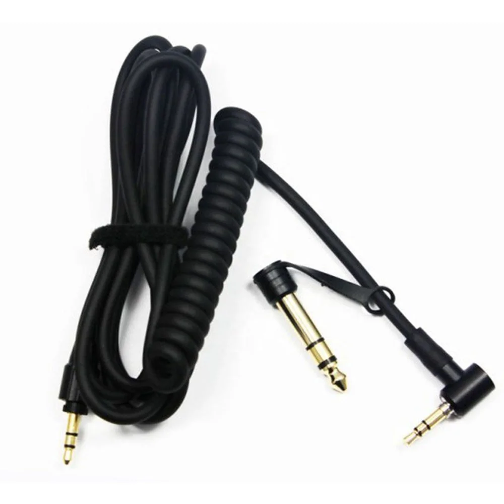 3.5mm Interface Plug Spring Extension Audio Cable With 6.5mm Adapter Aux Cord Replacement for Beat Solo Pro Headphone Headset