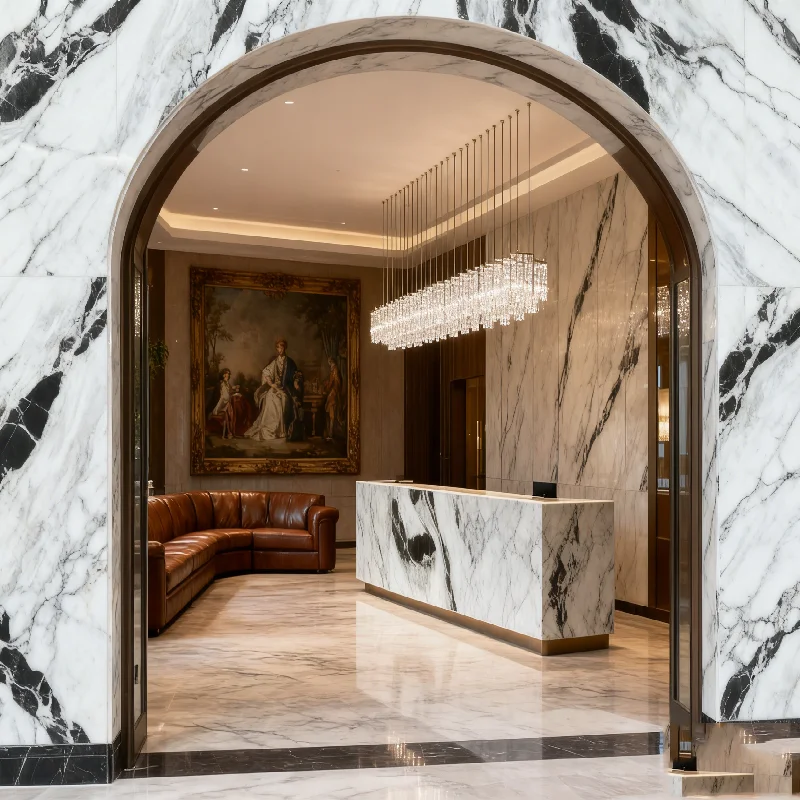 Modern Natural Stone White Panda Big Slab Waterproof Wall for Kitchen Countertops with 1 Year Warranty for Villa & Hotel