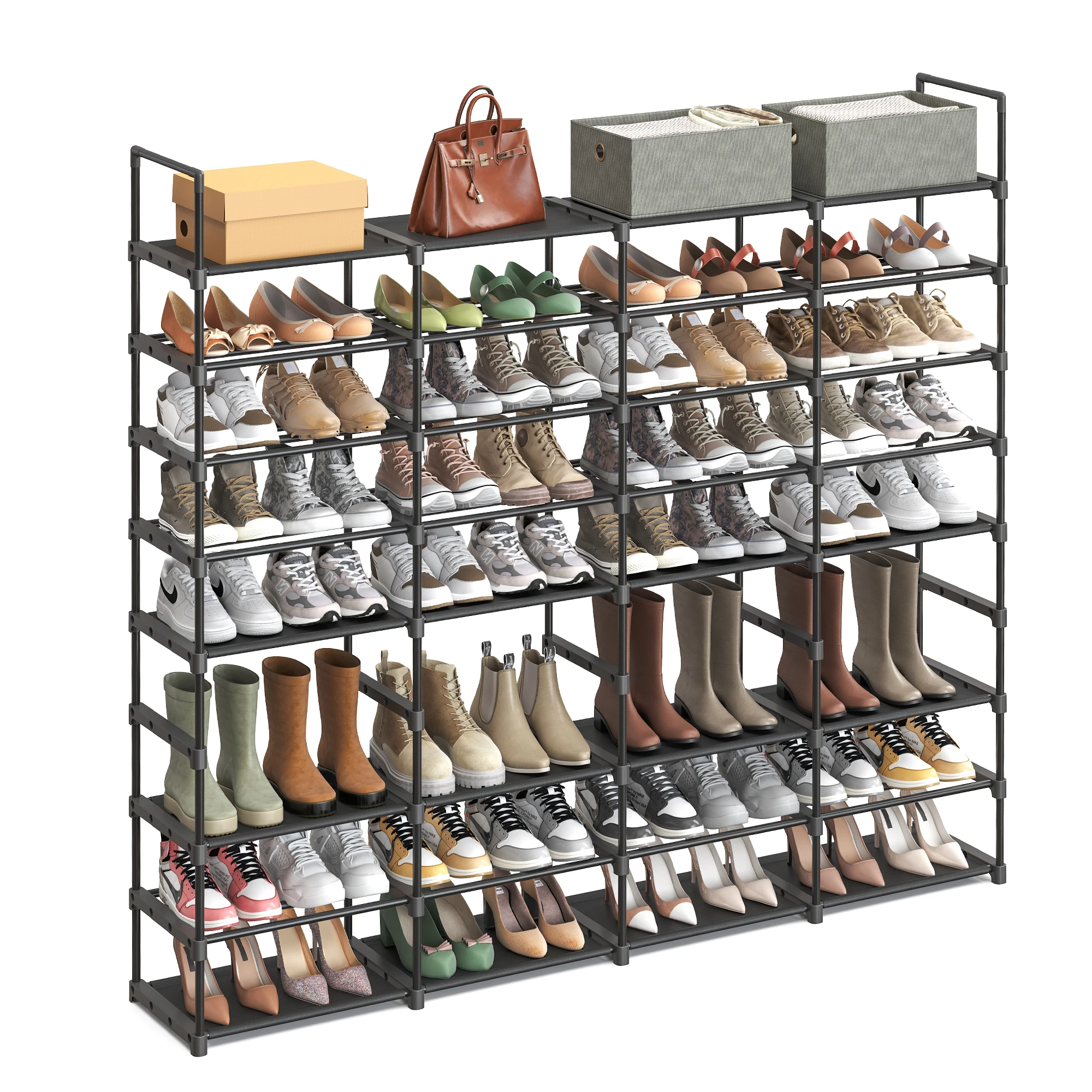 SONGMICS 8-Tier Shoe Organiser Cheap Steel Zapatero Shoe Storage Shelf Adjustable Shoe Rack for Entryway Closet Garage
