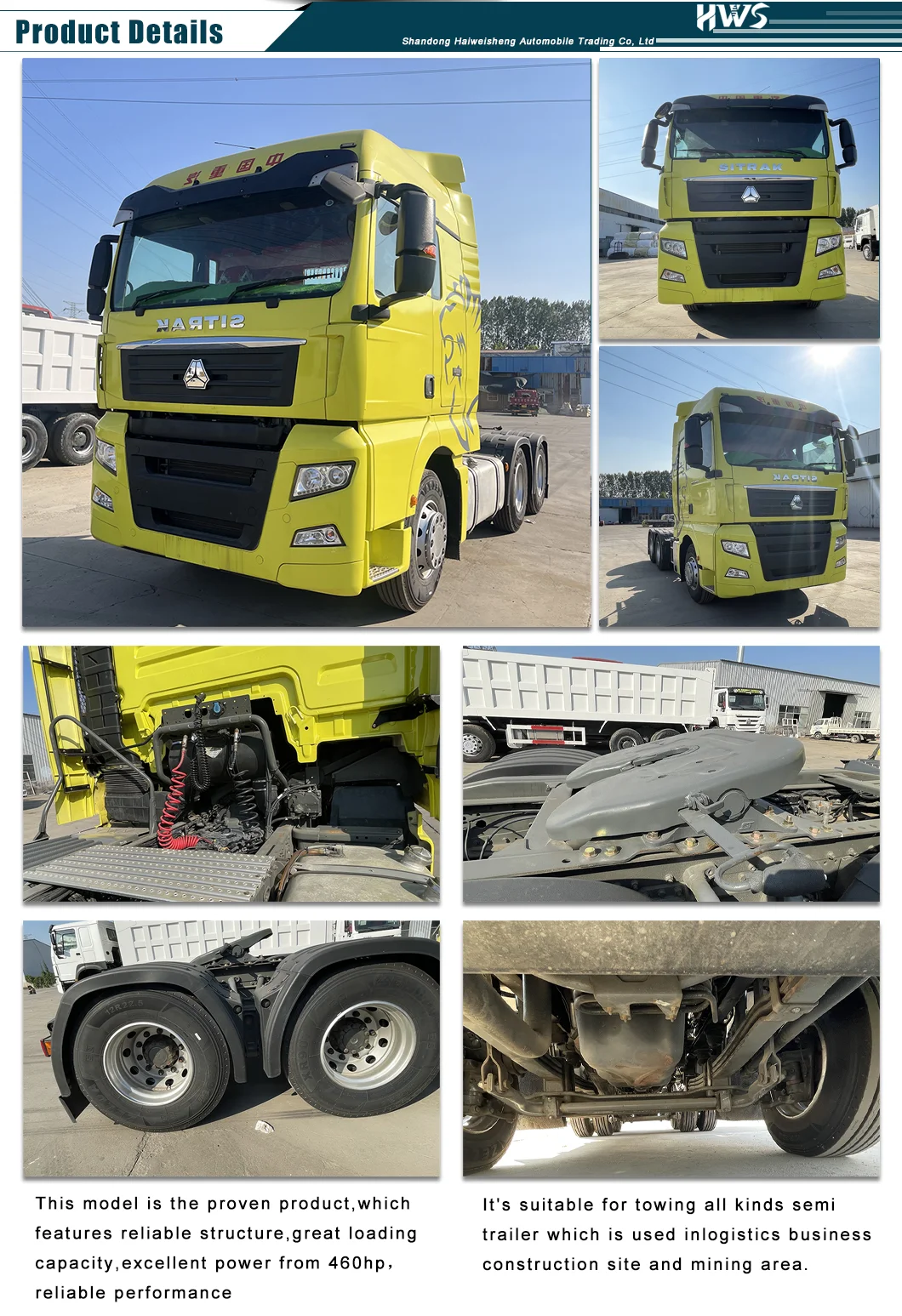 Sino Sitrak Tractor Trucks Head C7h 6x4 540hp Tractor Truck Used ...