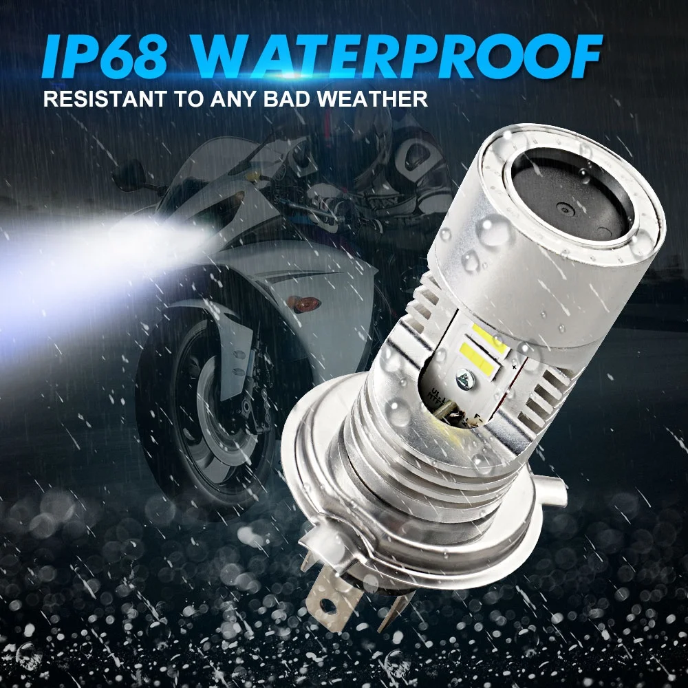 Bevinsee H4 Motorcycle LED Headlight Bulbs HB2 HS1 S1 S2 Angel Eyes LED Light Bulbs 25W ATV UTV H4 Motorcycle Lamps