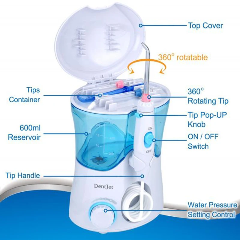 600 мл воды зубная нить Oral dentjet Многофункциональный ирригатор для полости рта стоматологический набор ухода за зубами очиститель палочки с 7