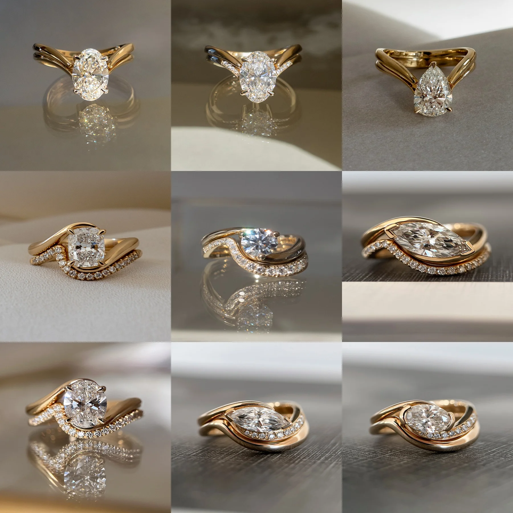 Oval Lab Grown Diamond Ring Gold Plated 925 Silver Engagement_voghion.com