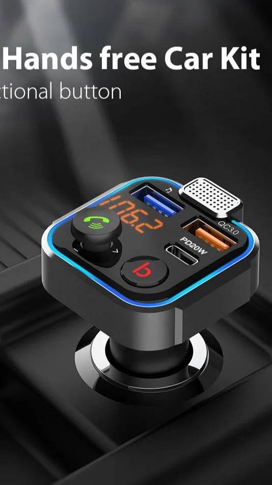 Bt23 Bluetooth Car Kit With Colorful Light 5 Way Directional Key Car