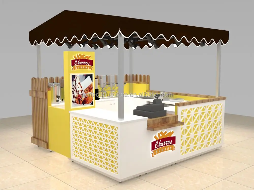 Customized Waffles Kiosk Design Custom Crepe Food Retail Booth