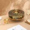 Gilded carriage round fruit platter (emerald green)