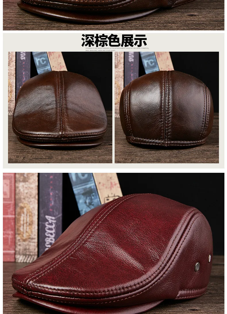 High Quality Vintage Brown Peaky Blinders Hat Genuine Leather Newsboy ...