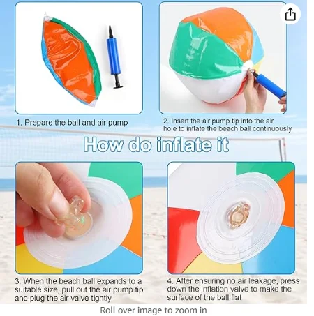 Factory Wholesale Customized Colored Small Self Inflatable Pvc Beach Ball Inflatable Ball