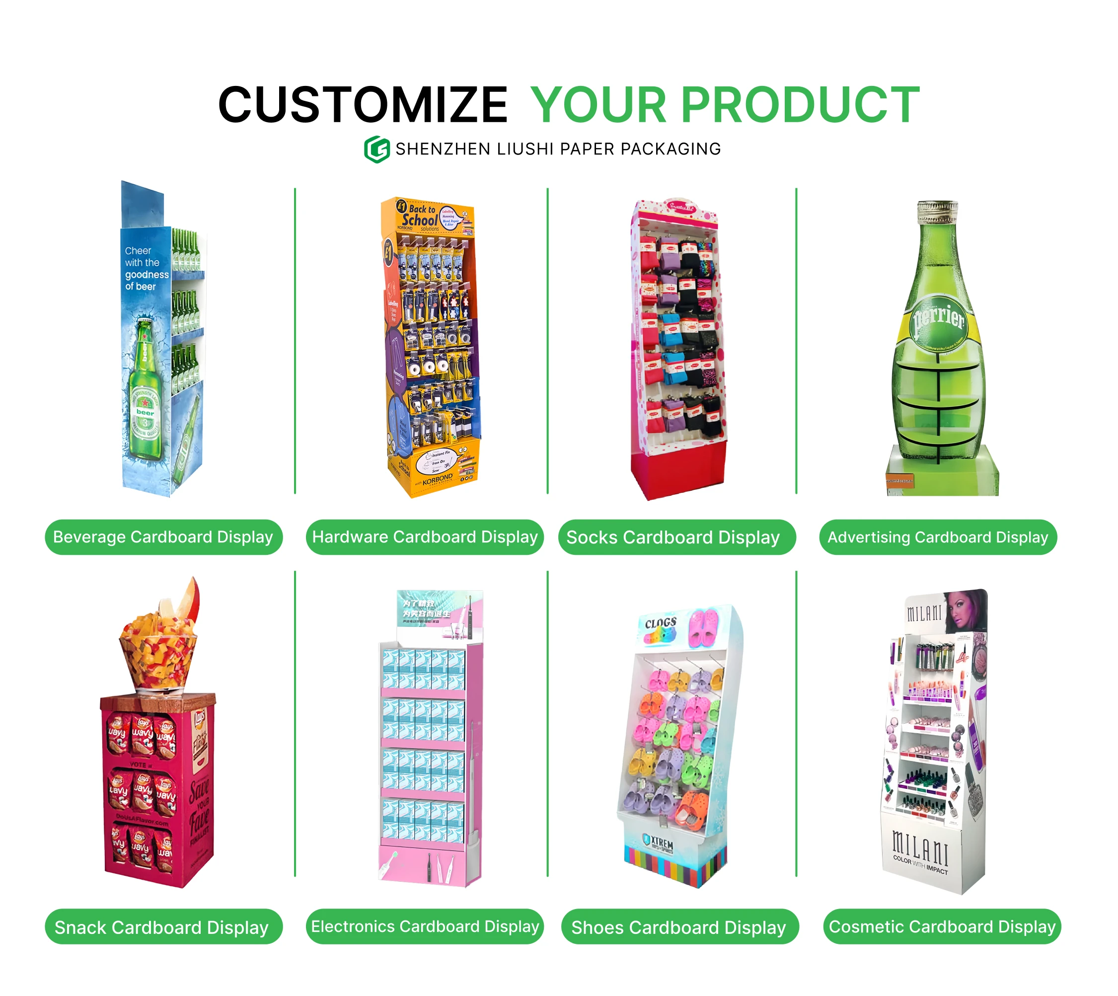 Kitchen Spice Display Stand Custom Environmentally Friendly Design Stylish Sturdy Floor-To-Ceiling Cardboard Display Stand