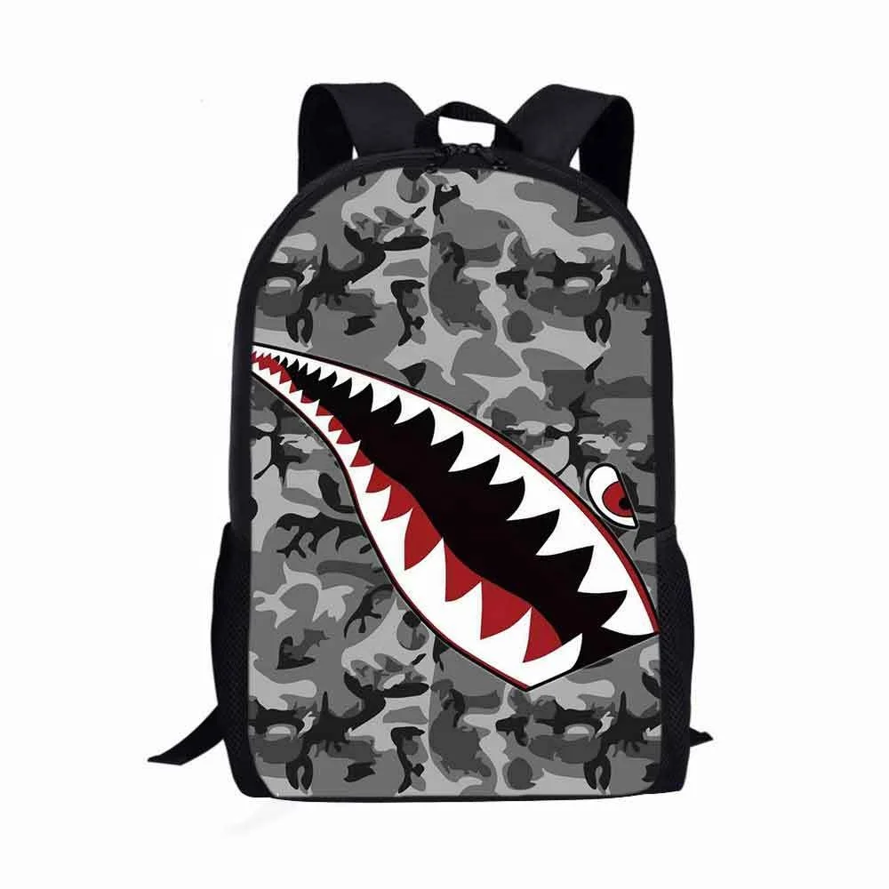 Custom Pattern Backpack Student Stylish Large Capacity Laptop Bag Elementary School Kid Backpack Trend Shark Friend Backpack