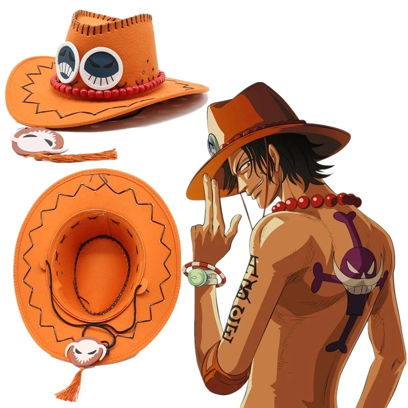Anime character Portgas·D· Ace Cowboy Hat Cosplay Hats Pirates Cap Suede  Costume