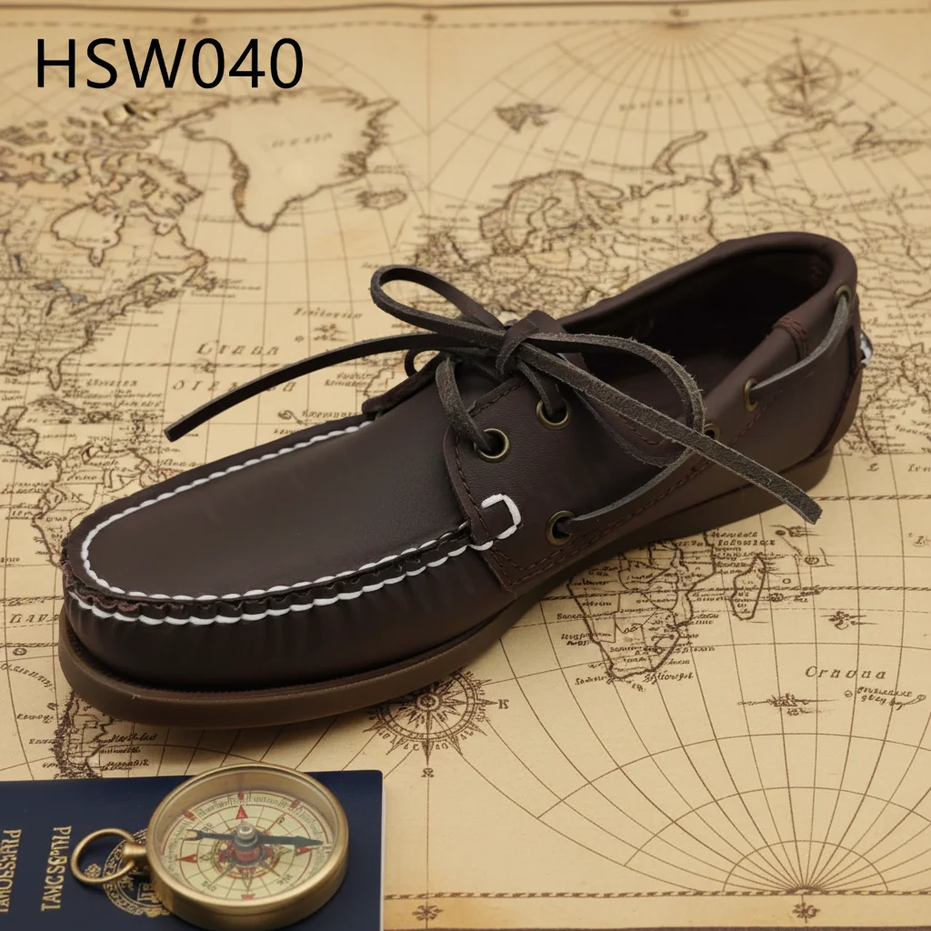 HY,Sightseeing Tour All Day Standing comfort Casual Brown Sole Boat Shoes Large/small Size Available Handmade Deck Shoes HSW040