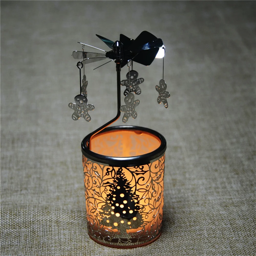Custom Christmas Tree Tealight Carousel Danish Design Silver Rotary Candle Holder