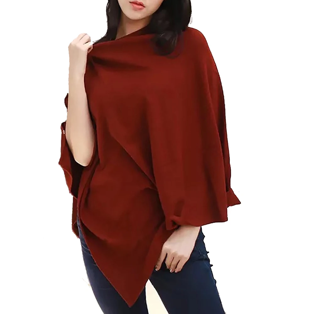 Нет минимального заказа качественное однотонное женское вязаное кашемировое пончо