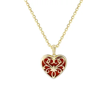 Lady Jewelry 9ct Yellow Gold Reversible Natural Red Agate Stone Heart Pendant Online Fast Shipping 2 Pieces A Lot