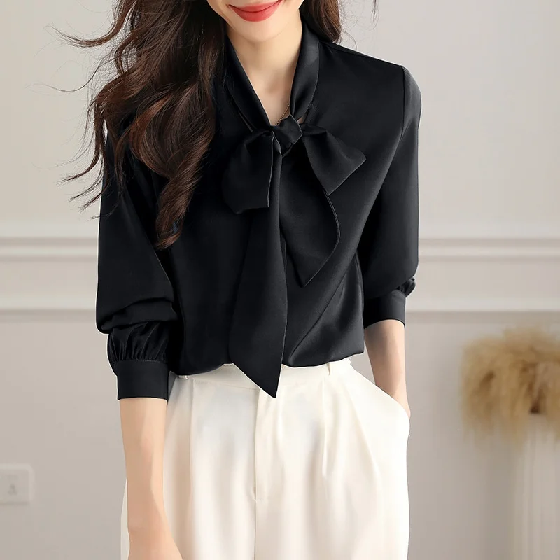 black bow tie blouse