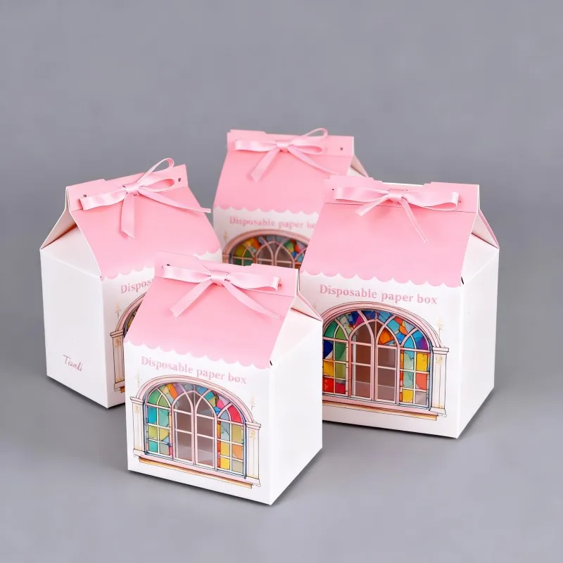 product small food cake bakery box sweet candy biscuit cookies packaging with handle fast food take away takeout box-6