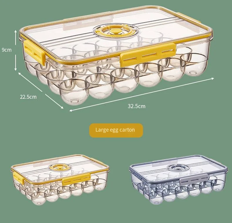 New refrigerator storage egg box 24 lattice PET plastic transparent frozen thick timing egg preservation box wholesale supplier