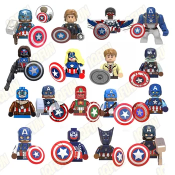 Marvel Characters Cap US Movie Cartoon Mini Action Building Block Plastic The Super Soldier Toy Mini Figure Steven Assembled Toy