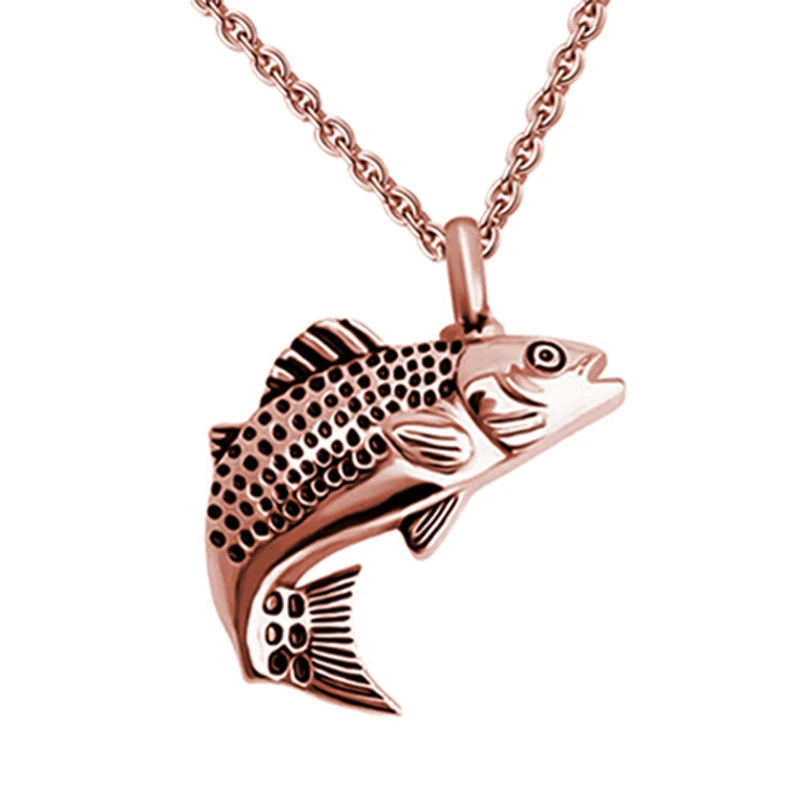 Fish Memorial Locket Jewelry Stainless Steel Pendant Cremation Urn Necklace For Pet Human Ashes Keepsake Gift for Men Women