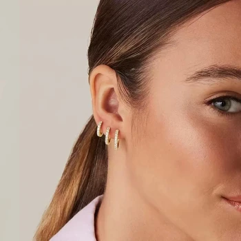 RFJEWEL Wholesale Zircon Hoop Earrings for Women - Gold & Silver Minimalist Circle Earrings, Trendy Gift for Daily/Party Wear