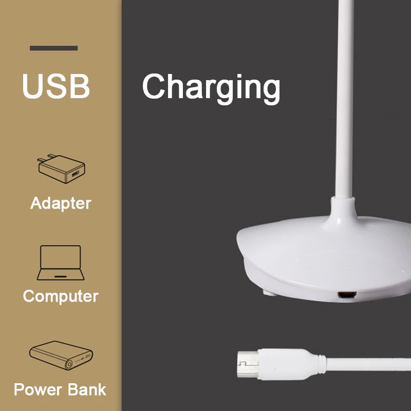 New Bendy Cordless USB Rechargeable Reading Lamp Touch Office Desk Light Goose Neck Wireless Table Lights