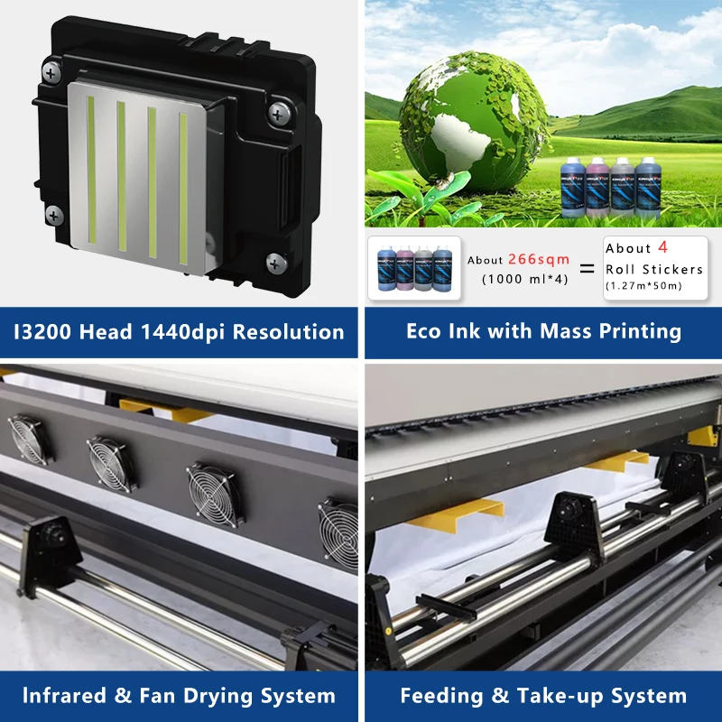 Cheap Price Industrial Digital Large Format Printer Xp600 Dx7 Dx5 Eco Solvent Inkjet Cmyk Ink Vinyl Eco Solvent Printer