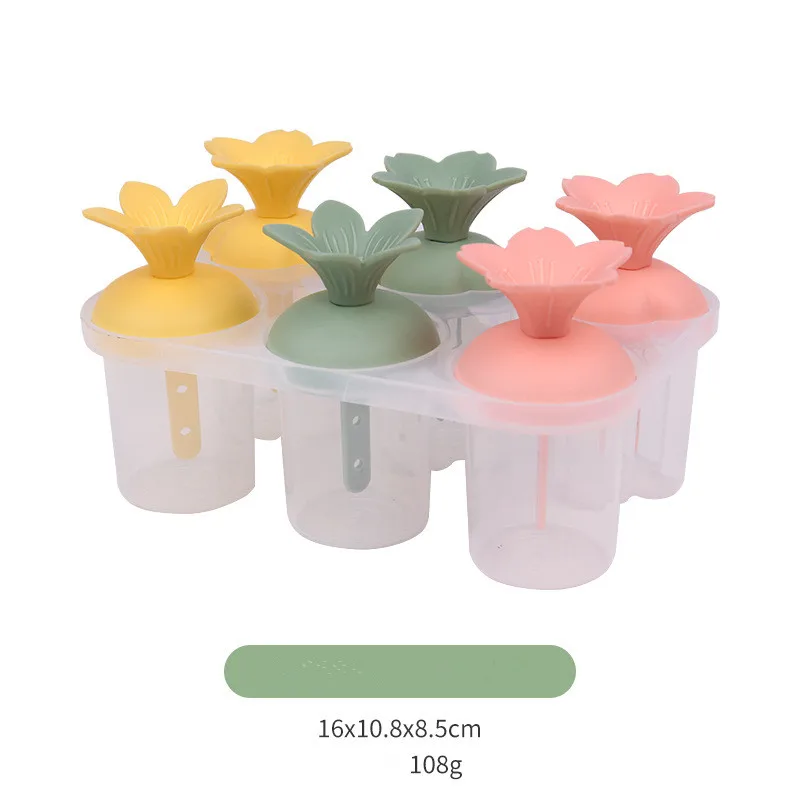 YDS Homemade Silicone Popsicle Maker Kid Easy Release Ice Mold Mini Popsicle Mold 4 Cavities Reusable Cartoon DIY Ice Pop Molds