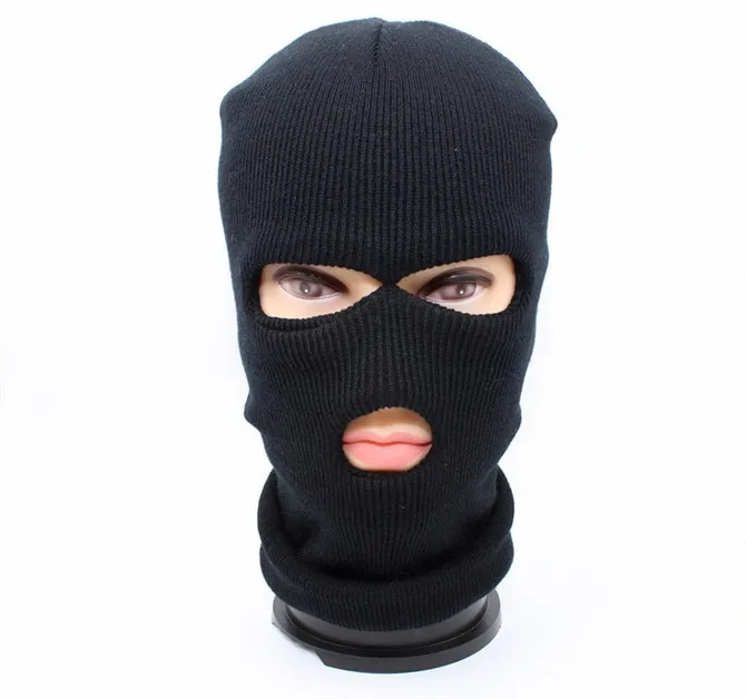 Hot 3 Hole Ski Mask Balaclava Black Knit Hat Face Shield Beanie Cap Winter Warm 