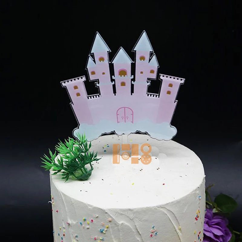 Decoration De Gateau De Chateau Avec Impression De Couleur Transparente Pour Garcon Et Fille Fournitures De Fete Prenatale Buy Topper De Gateau De Chateau Decoration De Gateau De Partie De Bebe Fille Topper De Gateau Acrylique Product