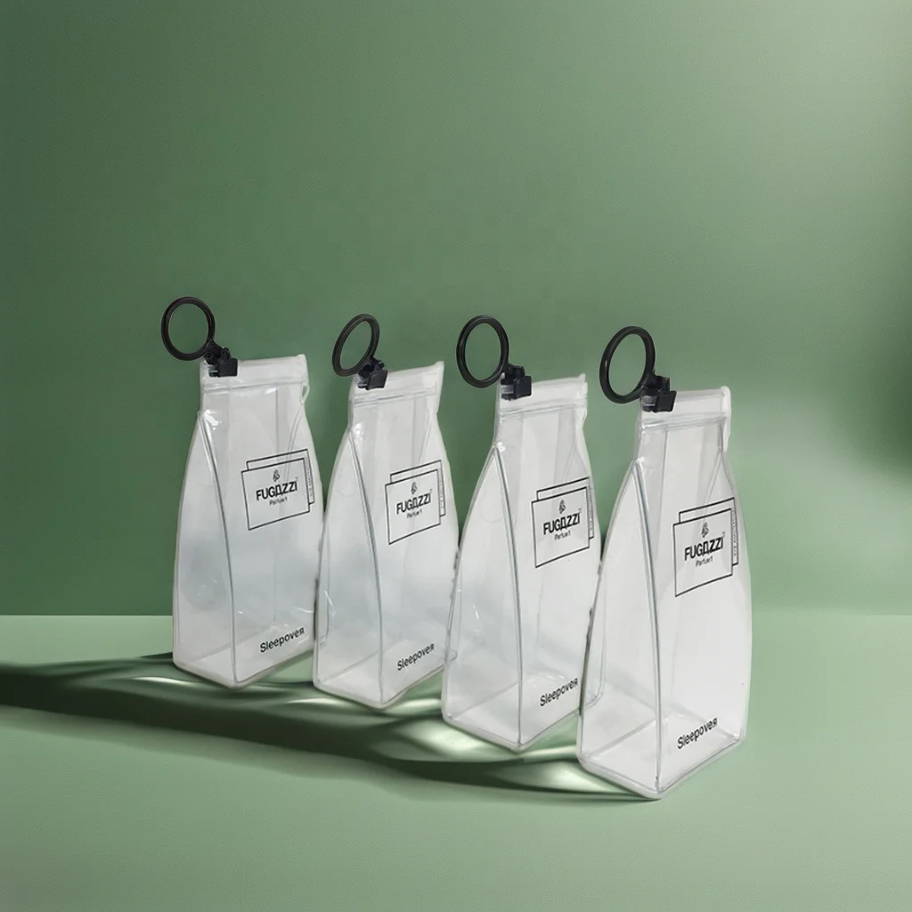 Stand up PVC Transparent Zipper Pouch Pvc Ziplock Bag Sample Perfume Packaging Clear Transparent