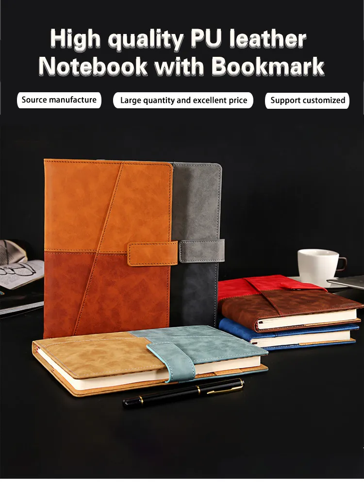 2021 New arrivals high quality PU leather planner notebook with bookmark