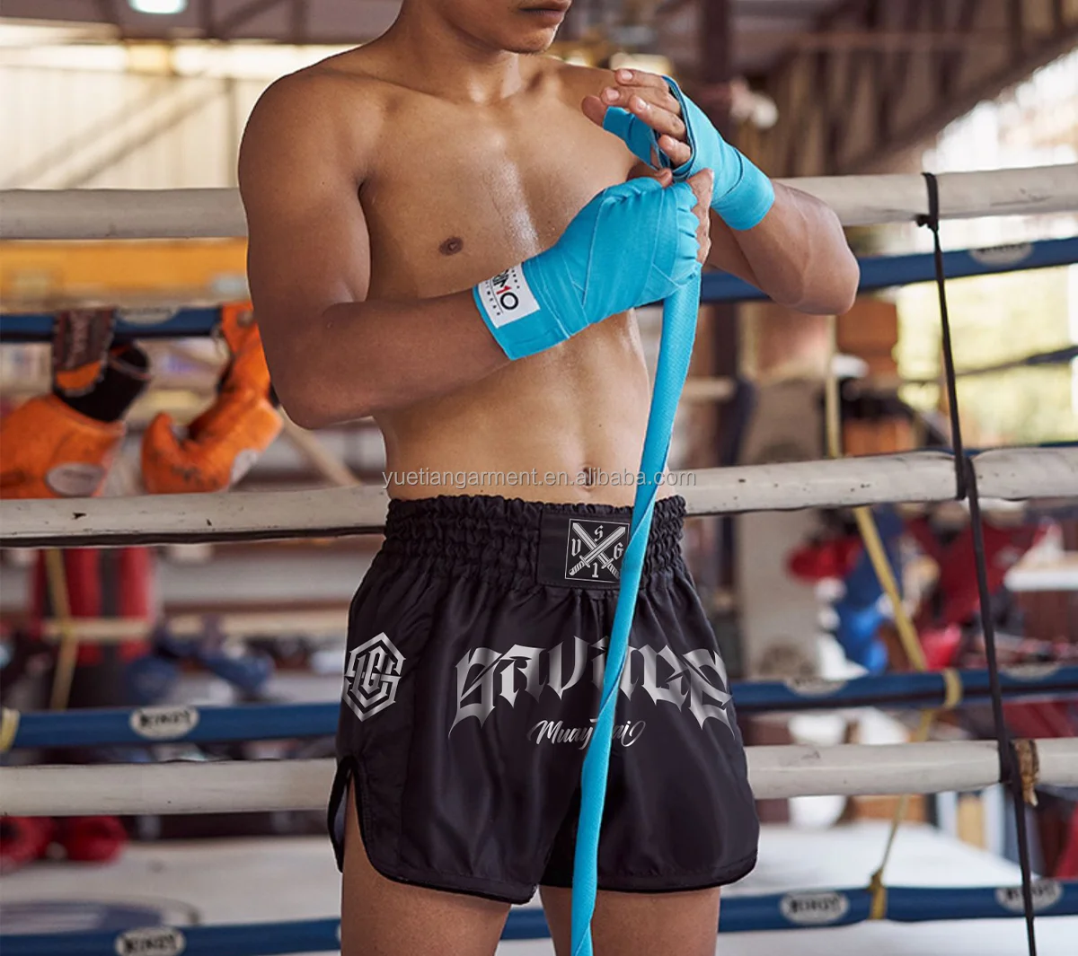 Men's Muay Thai Fight Shorts Boxing Kickboxing Shorts With Chinese Style Fish Embroidery Design