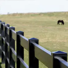 custom heavy duty livestock PVC plastic black cattle cow sheep horse 3 rails fence panel post in ground