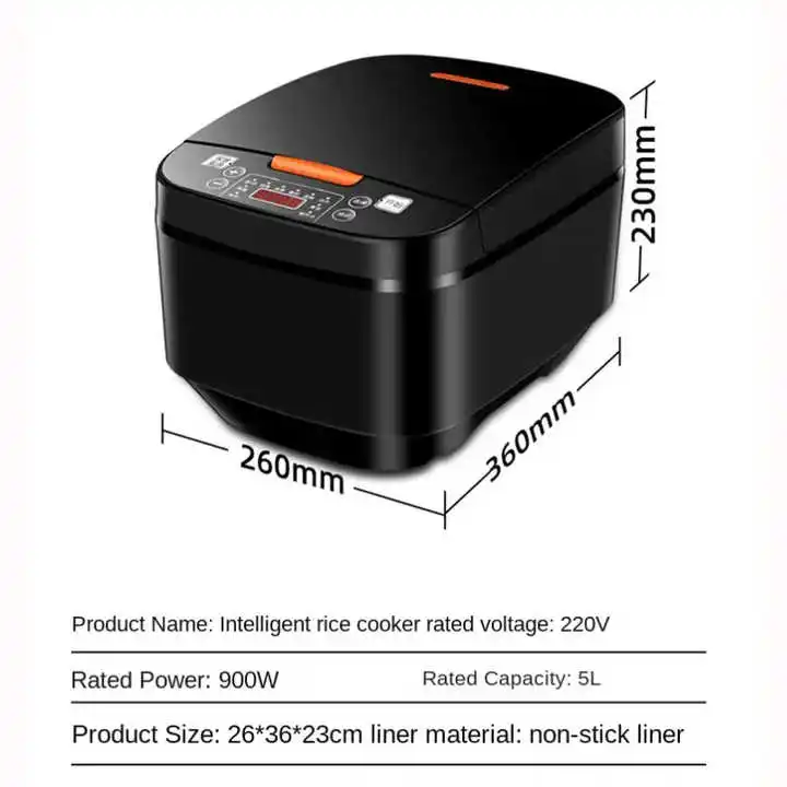 5L Electric Rice Cooker Smart Electric Stainless Steel Cooker Non-Stick Home Electric Ri aperçu 5