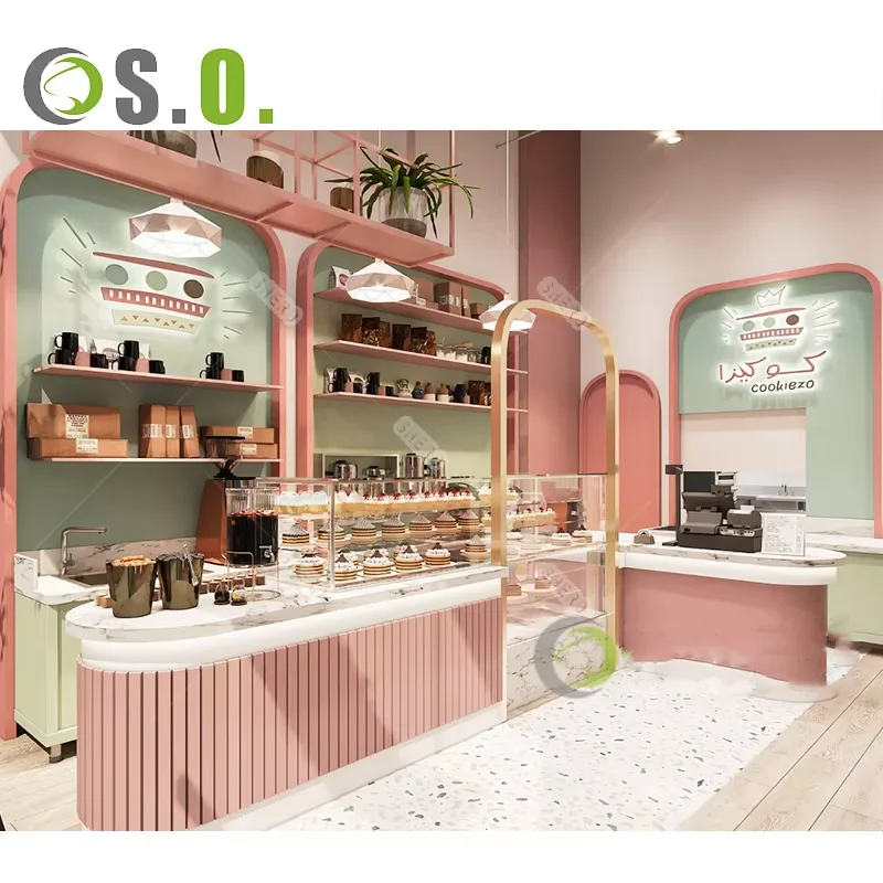 Custom Cake Display Front Desk Cafe Coffee Shop Counter Food Display Bakery Showcase