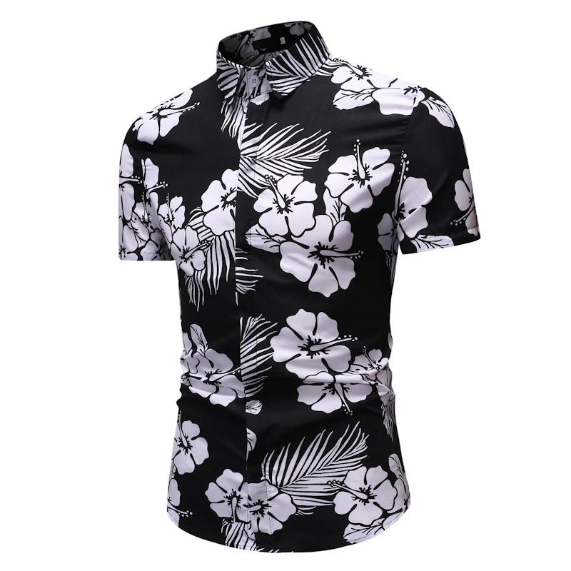 KPNV Men's Floral Shirts Summer Clothes Quick Dry Short Sleeve Regular Fit  Casual Cozy Print Beach Hawaiian Shirt Tops (03-Black, 3XL)