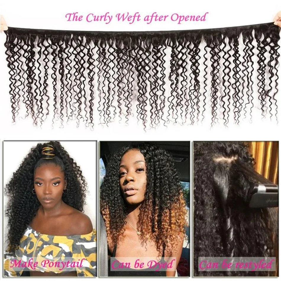Peruaanse Kinky Curly Human Hair Bundels Extensions 100g Natuurlijke Kleur 1/3/4Pcs 8-32 Inch_voghion.com