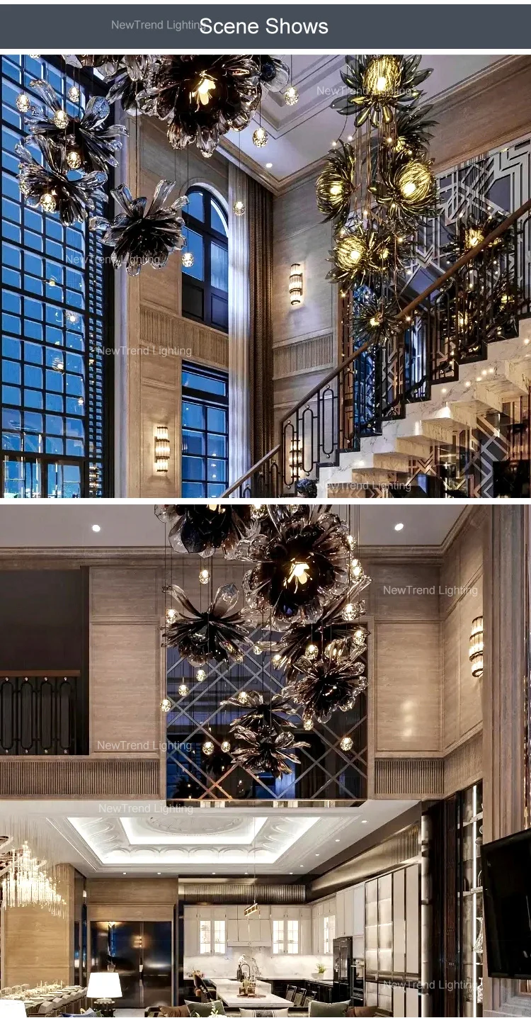 cpl 276 natural style indoor inspired lamp villa apartment living room staircase flower glass wedding led chandelier -3