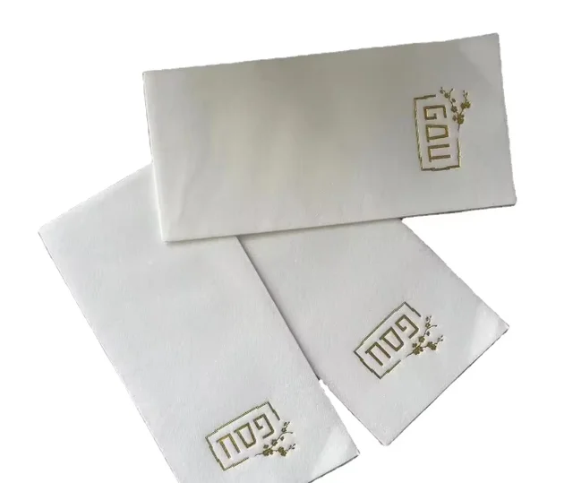 Stamped Airlaid Paper Dinner Napkins, 1/6 Fold 12"x17" Disposable Guest Hand Towels