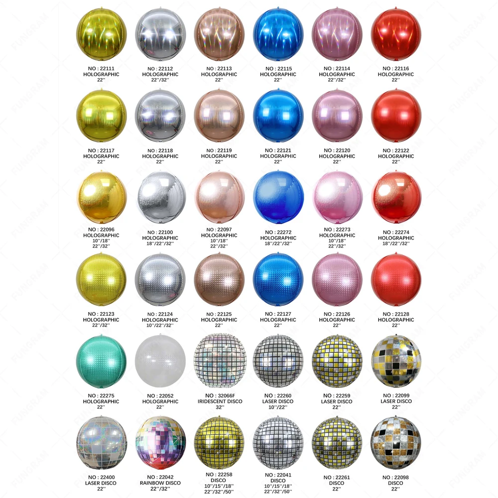 彩色の宝球/Chromatic Sphere INV英語foil4枚セット 4D Sphere Balloons - Large Outdoor Foil Balloons for Parties